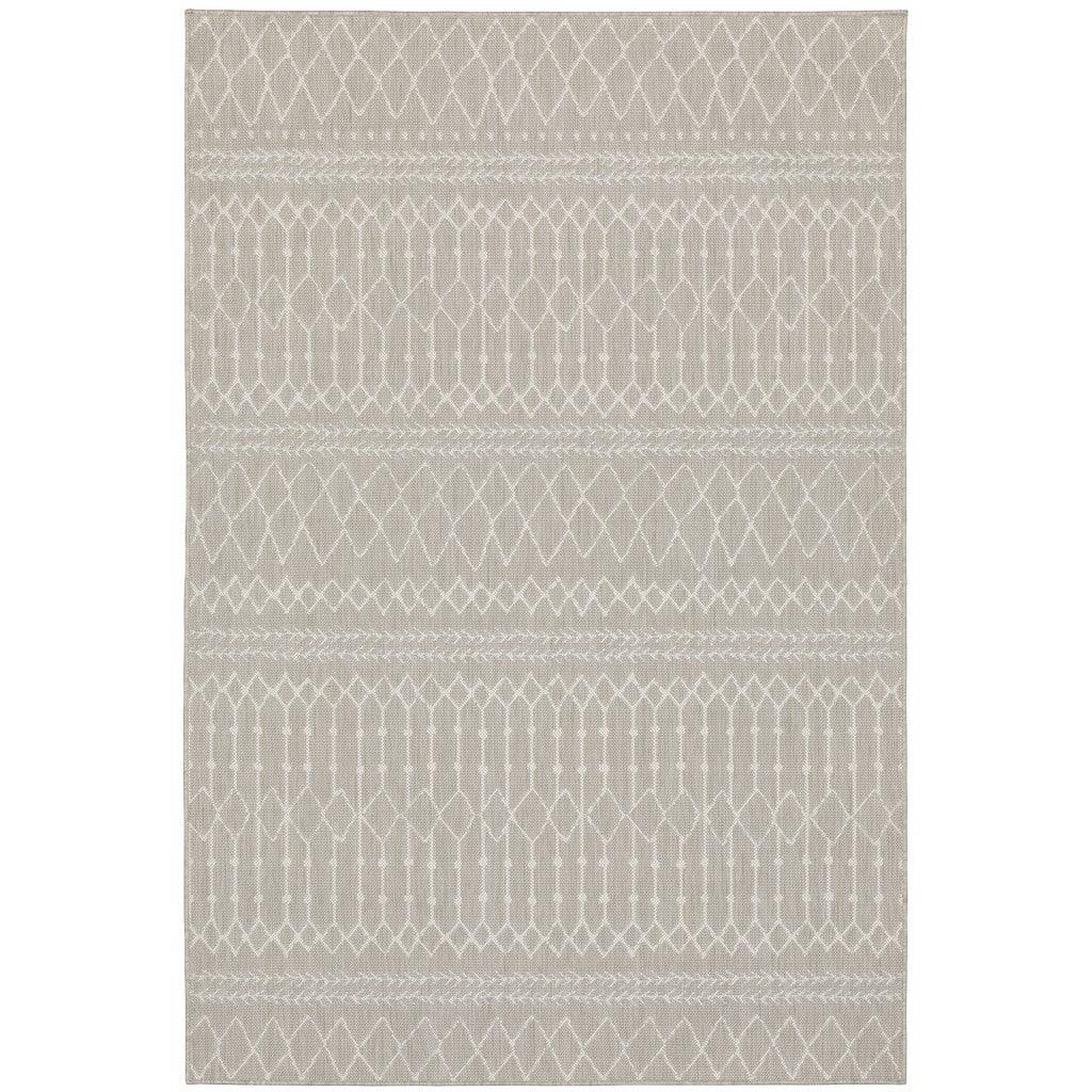 8' x 10' Gray and Ivory Indoor Outdoor Area Rug - FurniFindUSA
