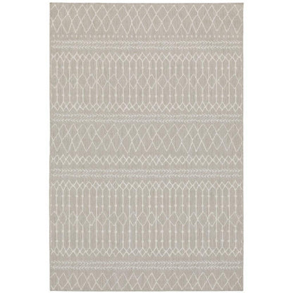 8' x 10' Gray and Ivory Indoor Outdoor Area Rug - FurniFindUSA