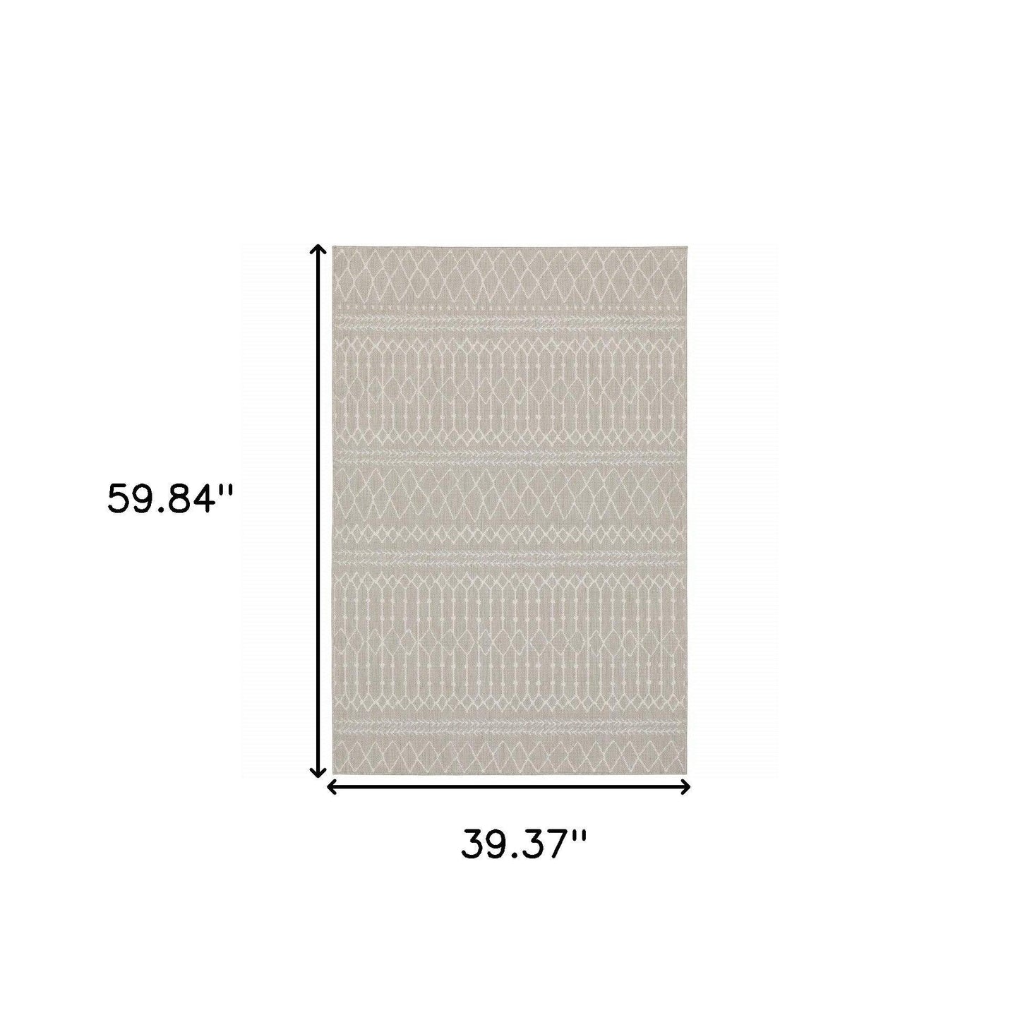 3' X 5' Gray and Ivory Indoor Outdoor Area Rug - FurniFindUSA