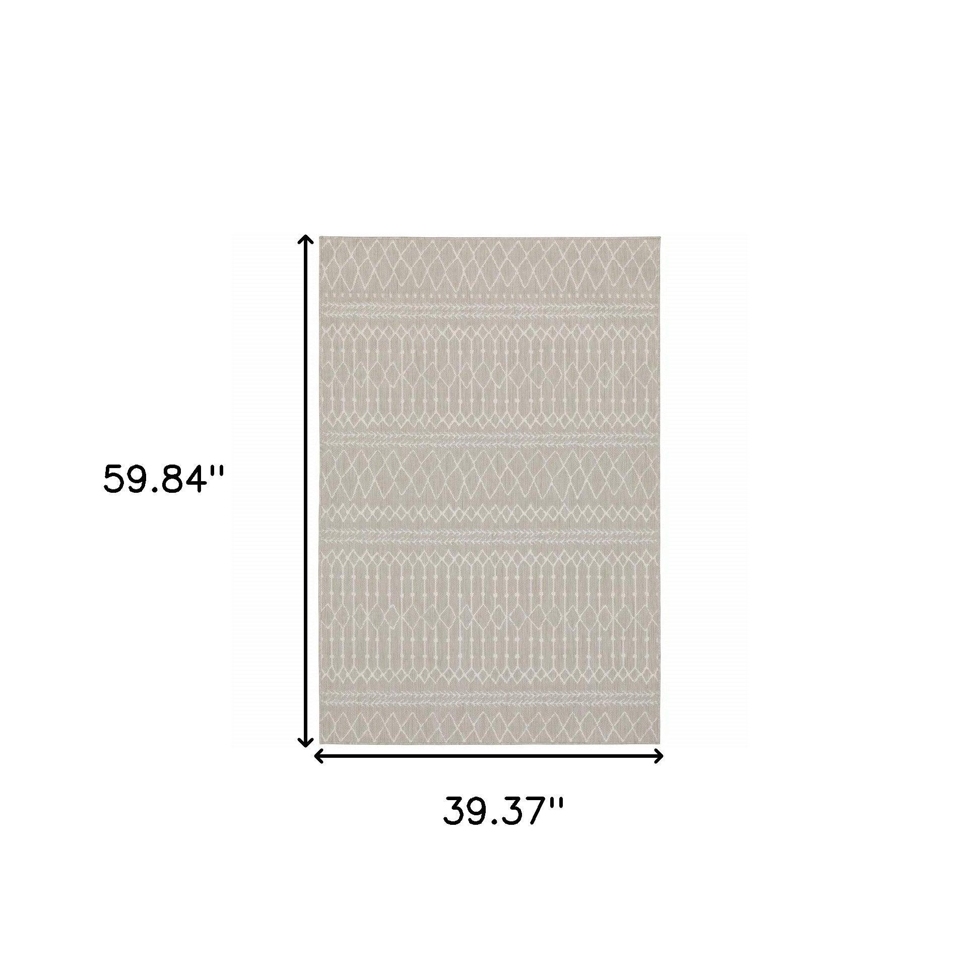 8' x 10' Gray and Ivory Indoor Outdoor Area Rug - FurniFindUSA