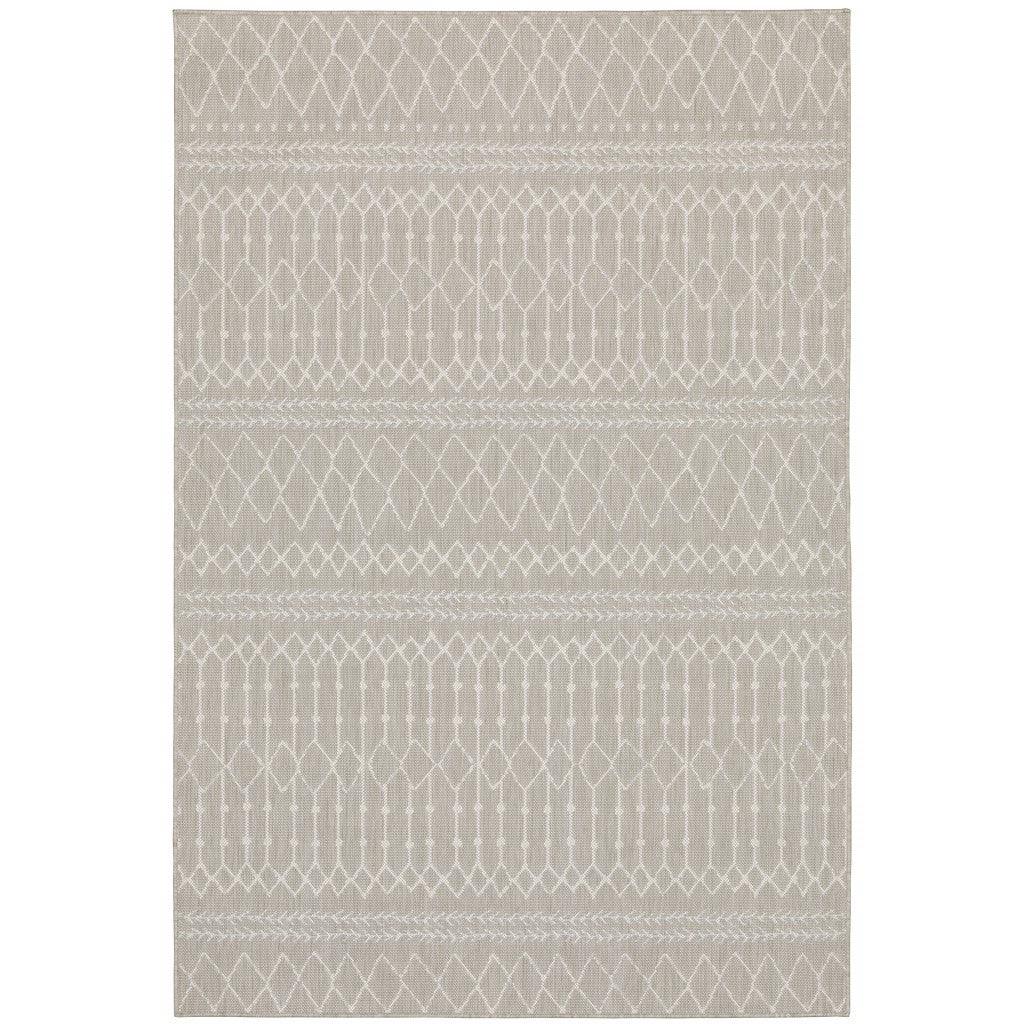 3' X 5' Gray and Ivory Indoor Outdoor Area Rug - FurniFindUSA