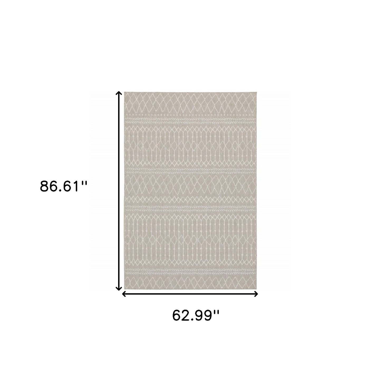 7' x 9' Gray and Ivory Indoor Outdoor Area Rug