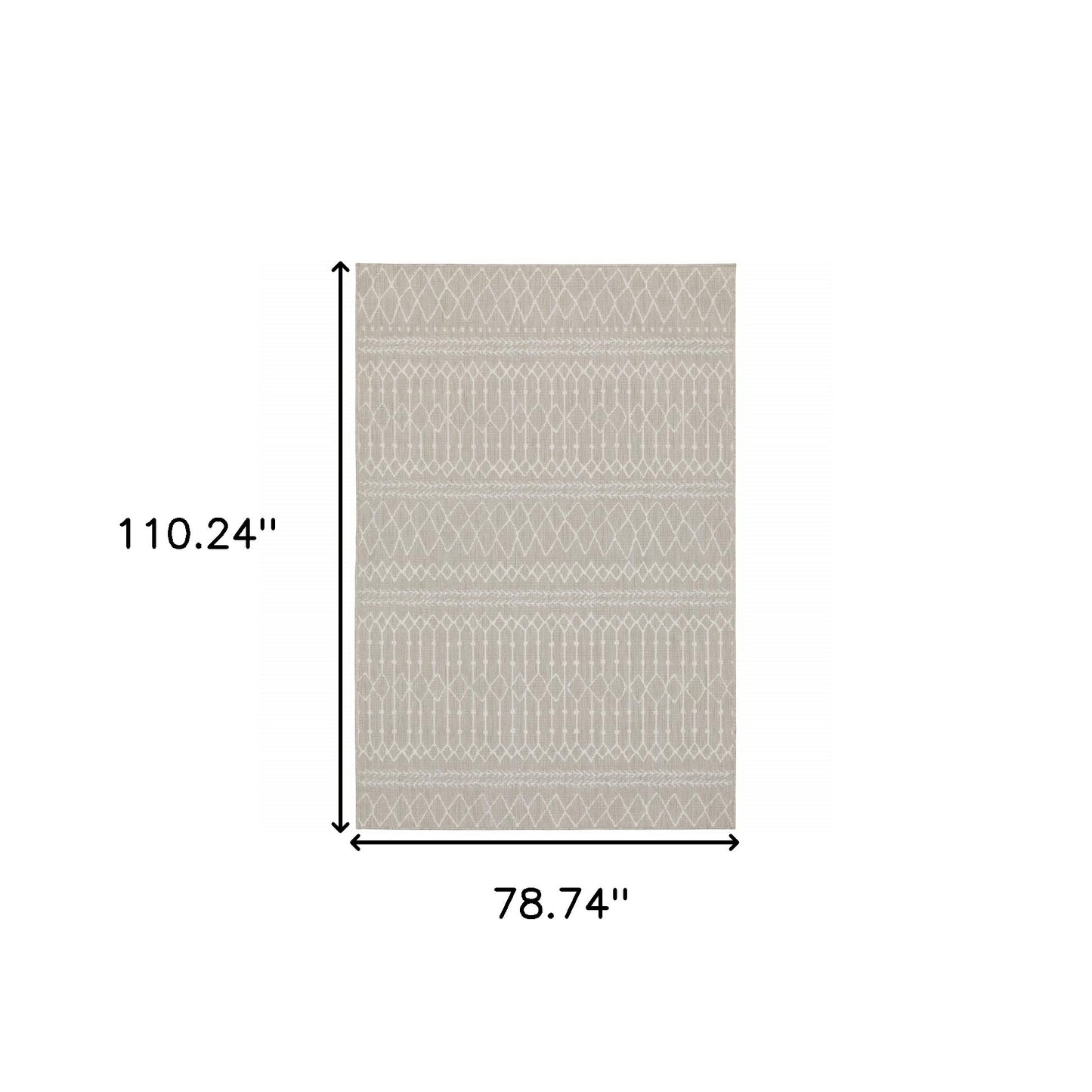 7' x 9' Gray and Ivory Indoor Outdoor Area Rug