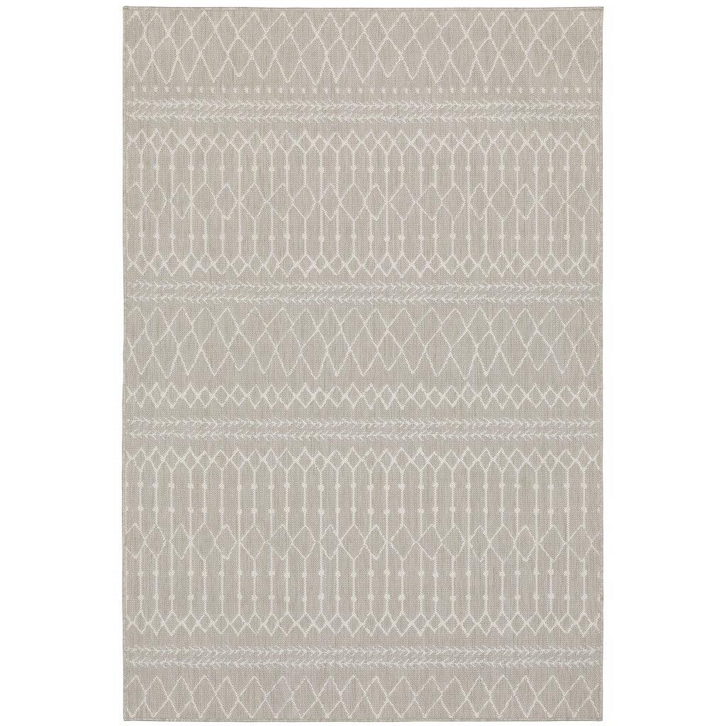 3' X 5' Gray and Ivory Indoor Outdoor Area Rug - FurniFindUSA