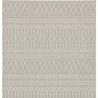 7' x 9' Gray and Ivory Indoor Outdoor Area Rug