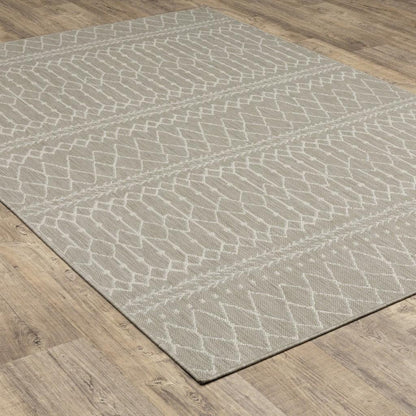 3' X 5' Gray and Ivory Indoor Outdoor Area Rug - FurniFindUSA