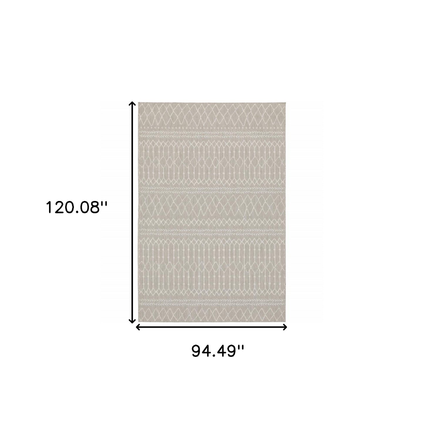 7' x 9' Gray and Ivory Indoor Outdoor Area Rug