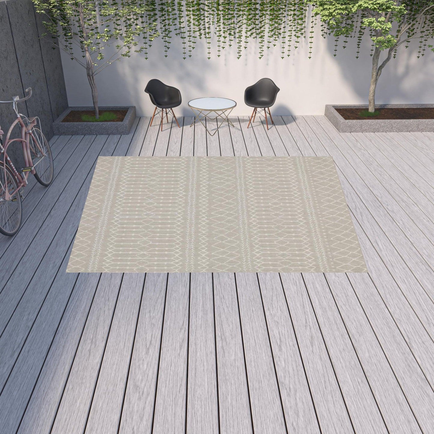 3' X 5' Gray and Ivory Indoor Outdoor Area Rug - FurniFindUSA