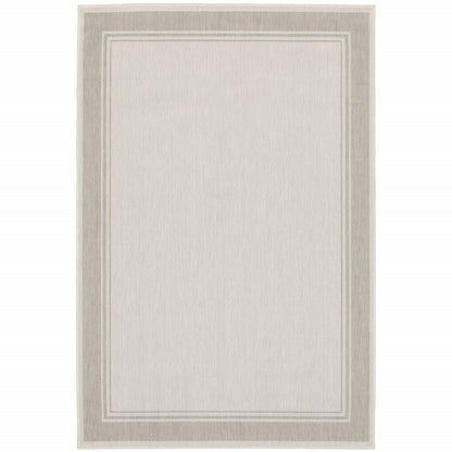 3' X 5' Gray and Ivory Indoor Outdoor Area Rug