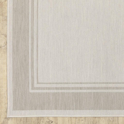 3' X 5' Gray and Ivory Indoor Outdoor Area Rug - FurniFindUSA