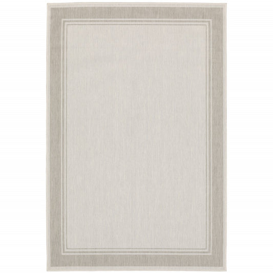 3' X 5' Gray and Ivory Indoor Outdoor Area Rug