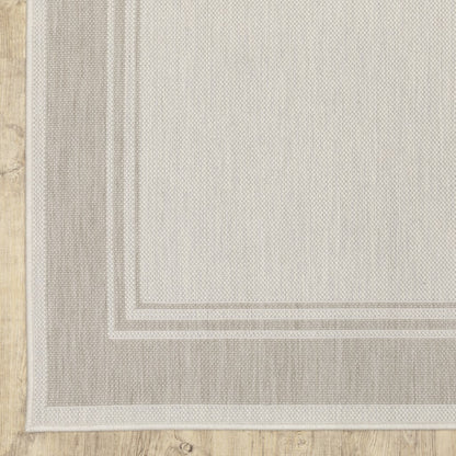 3' X 5' Gray and Ivory Indoor Outdoor Area Rug