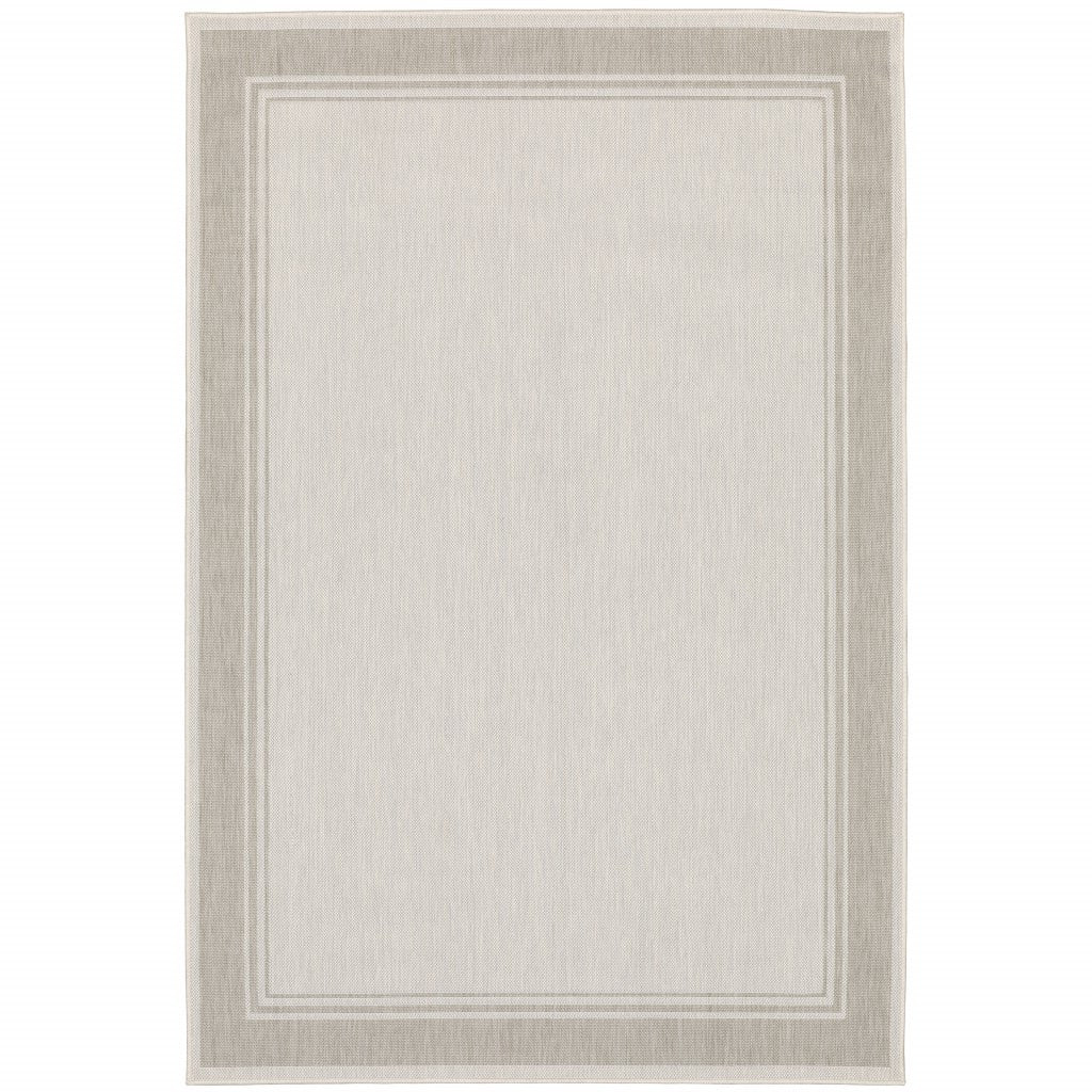 3' X 5' Gray and Ivory Indoor Outdoor Area Rug