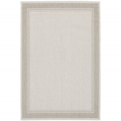 3' X 5' Gray and Ivory Indoor Outdoor Area Rug