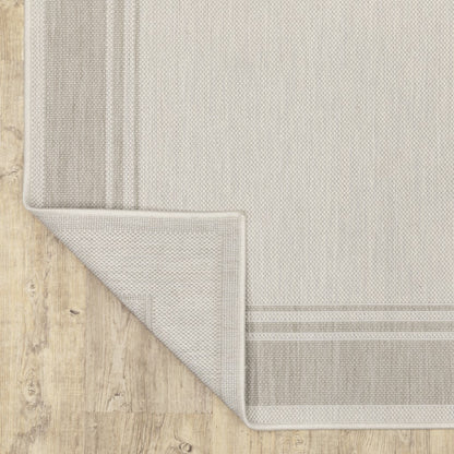 3' X 5' Gray and Ivory Indoor Outdoor Area Rug