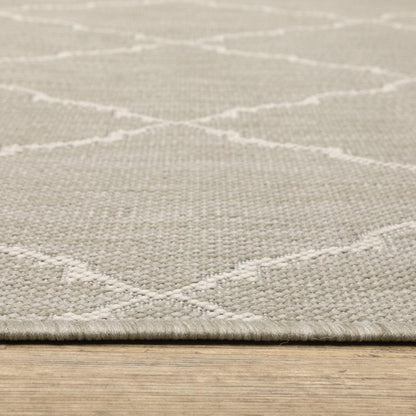 3' X 5' Gray and Ivory Indoor Outdoor Area Rug - FurniFindUSA