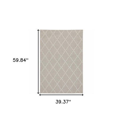 3' X 5' Gray and Ivory Indoor Outdoor Area Rug - FurniFindUSA