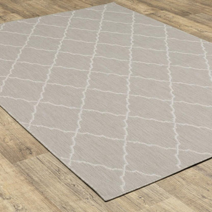 3' X 5' Gray and Ivory Indoor Outdoor Area Rug - FurniFindUSA