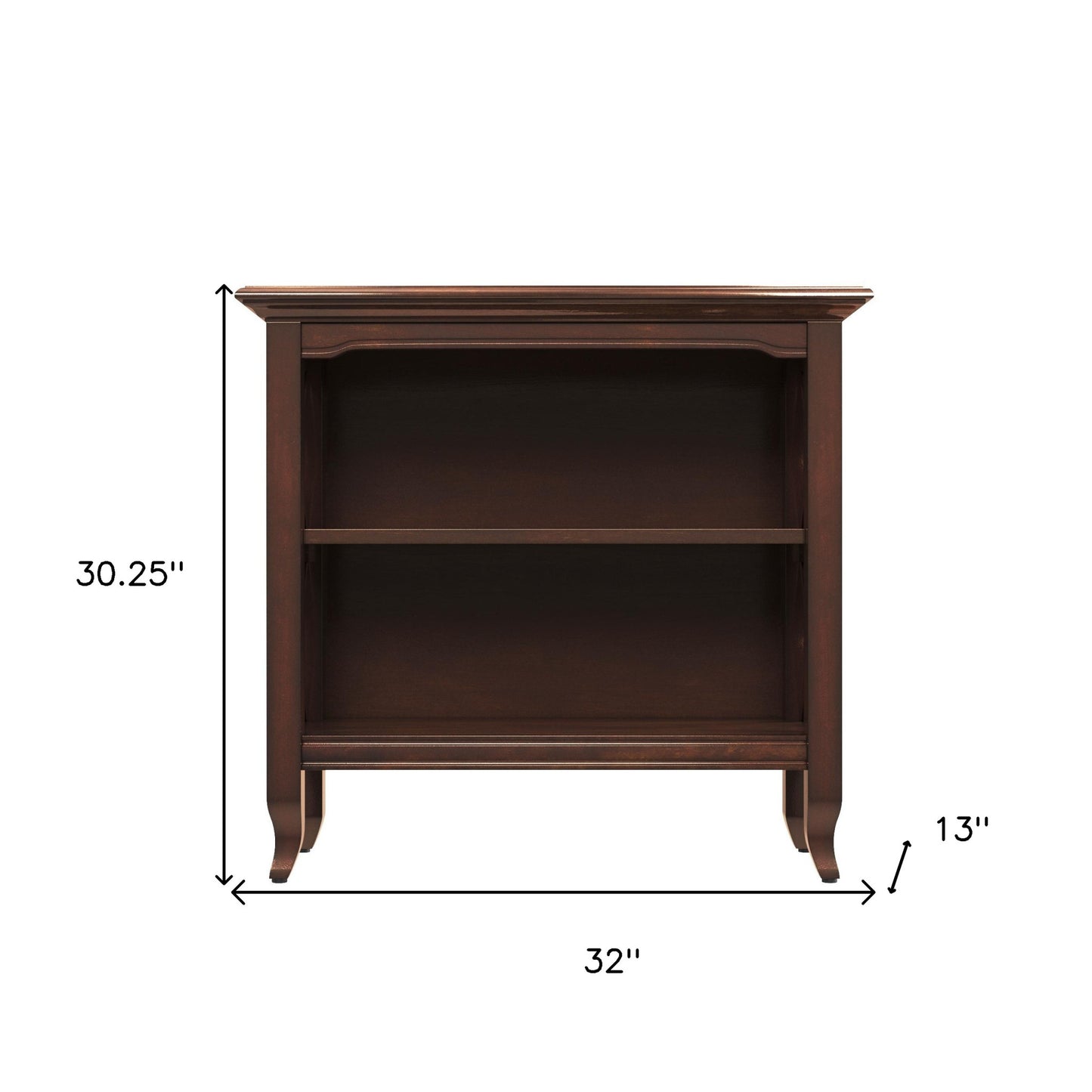 30" Brown Wood Two Tier Bookcase