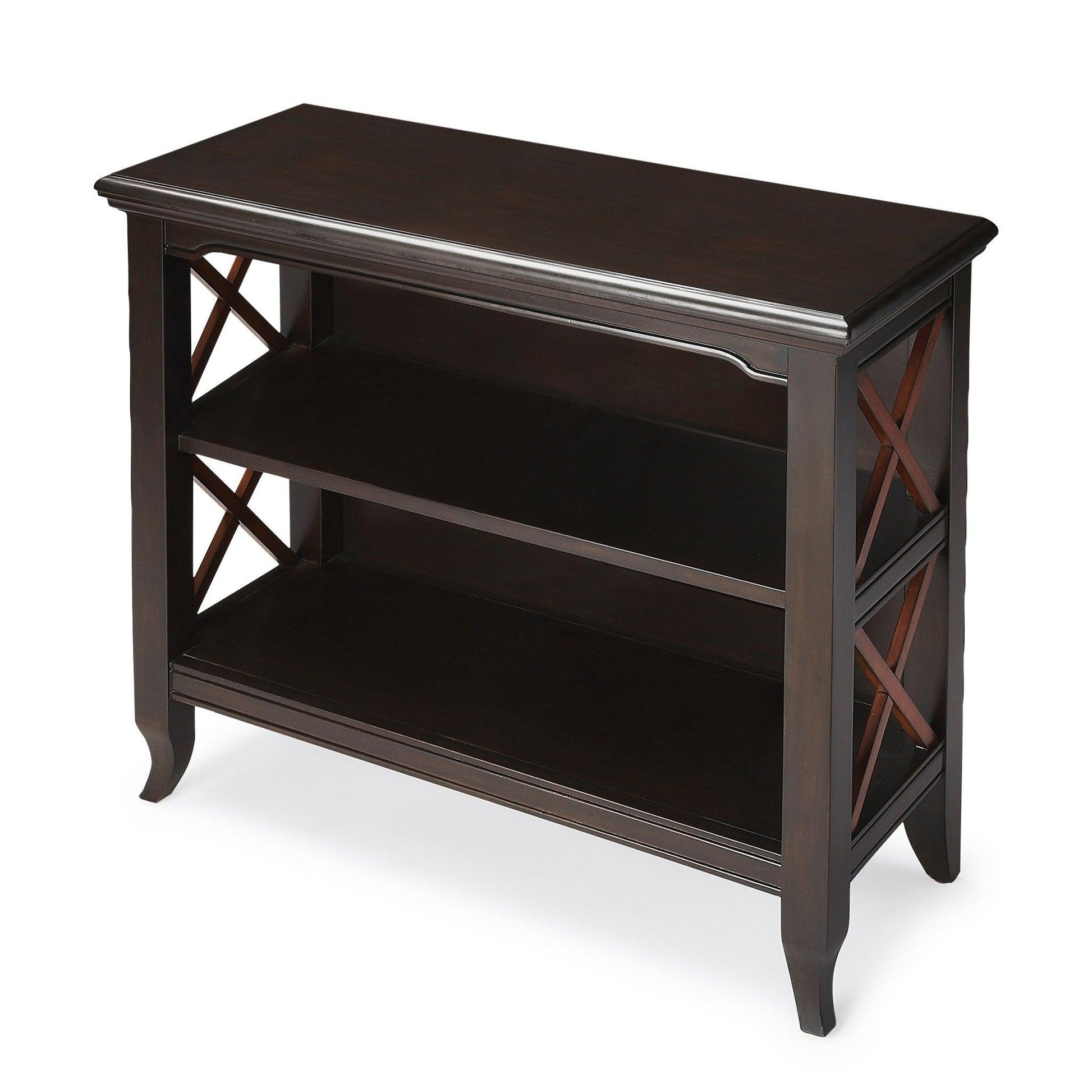 30" Dark Brown Two Tier Standard Bookcase - FurniFindUSA