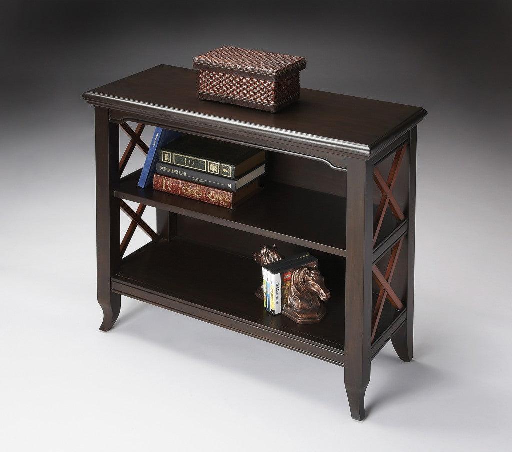 30" Dark Brown Two Tier Standard Bookcase - FurniFindUSA