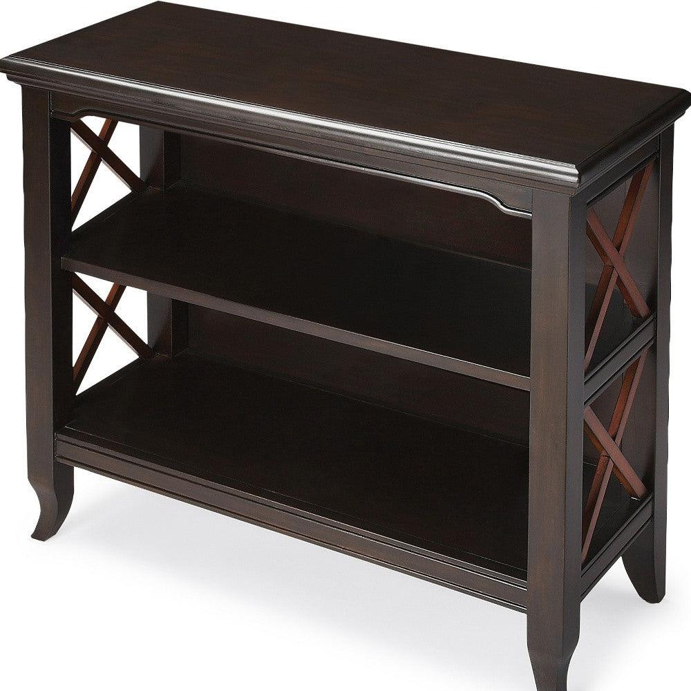 30" Dark Brown Two Tier Standard Bookcase - FurniFindUSA