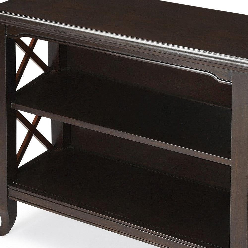 30" Dark Brown Two Tier Standard Bookcase - FurniFindUSA