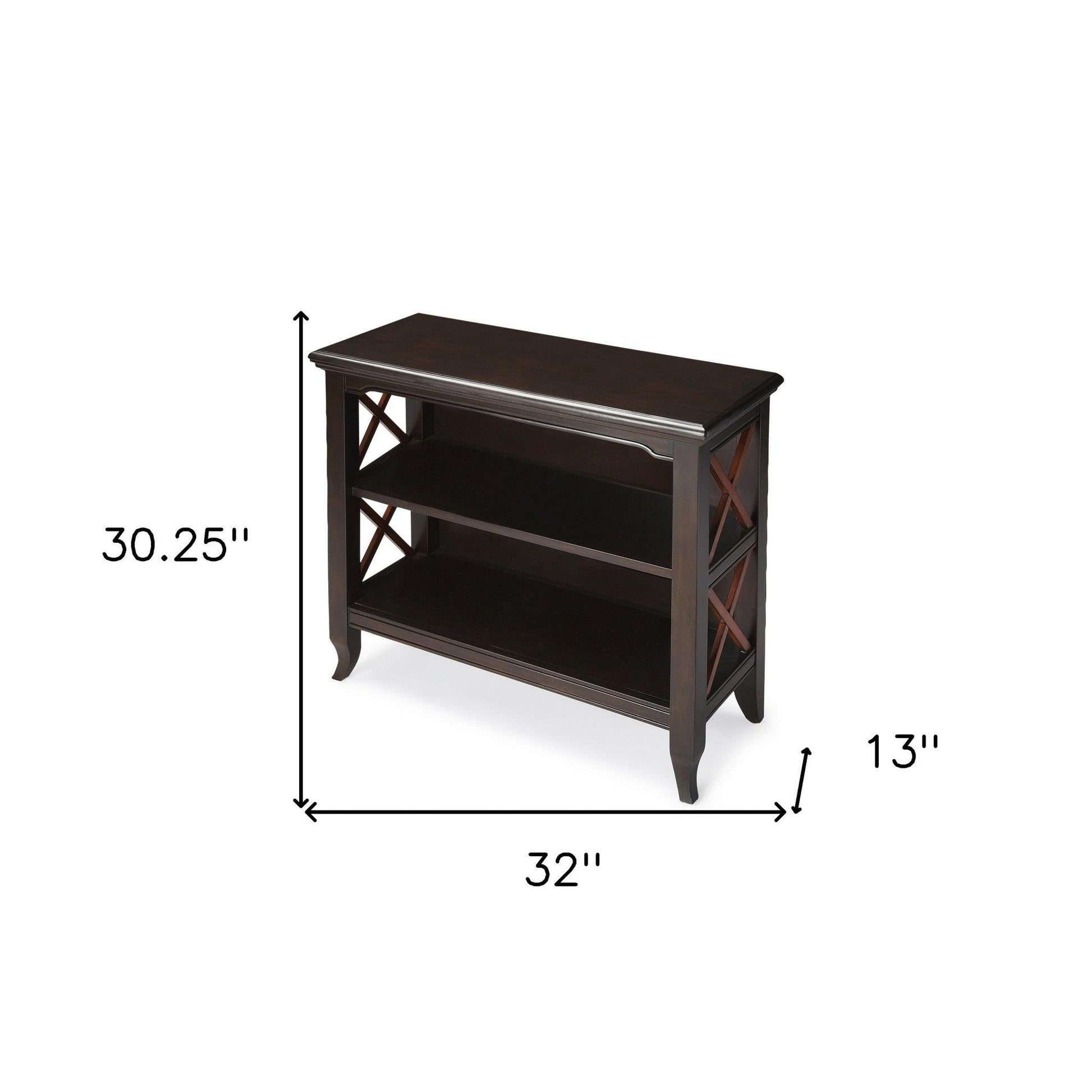 30" Dark Brown Two Tier Standard Bookcase - FurniFindUSA