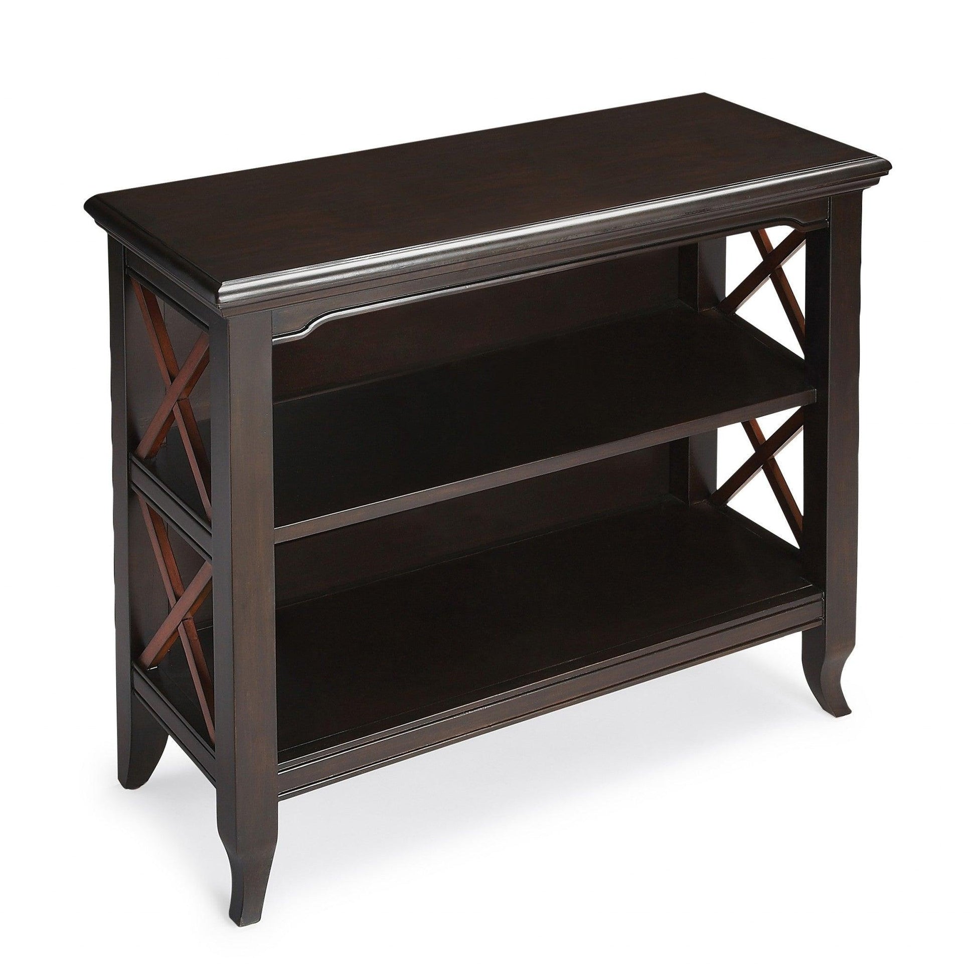 30" Dark Brown Two Tier Standard Bookcase - FurniFindUSA