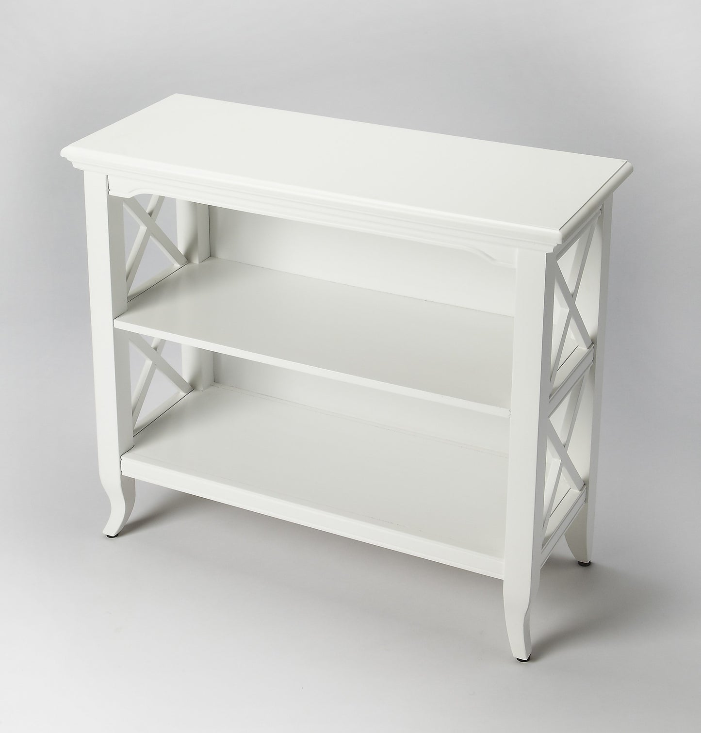 30" White Two Tier Standard Bookcase