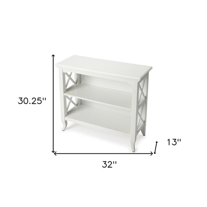 30" White Two Tier Standard Bookcase