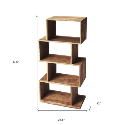 48" Sheesham Vertical Standard Bookcase Back Open