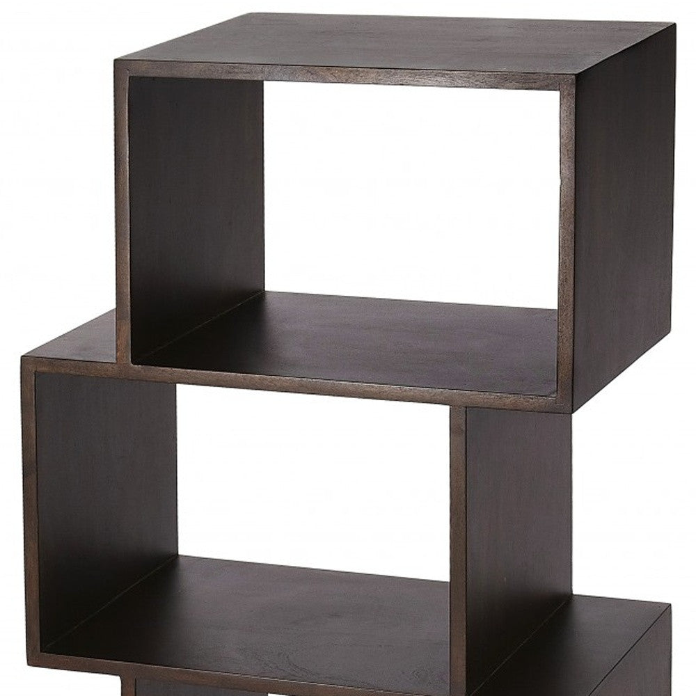 48" Dark Brown Wood Stacking Cubes Vertical Etagere Unit