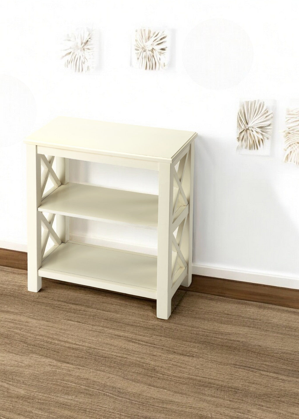 25" White Wood Bookcase