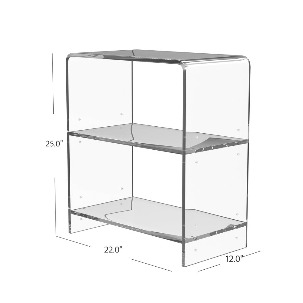 25" Clear Plastic Two Tier Bookcase HomeRoots