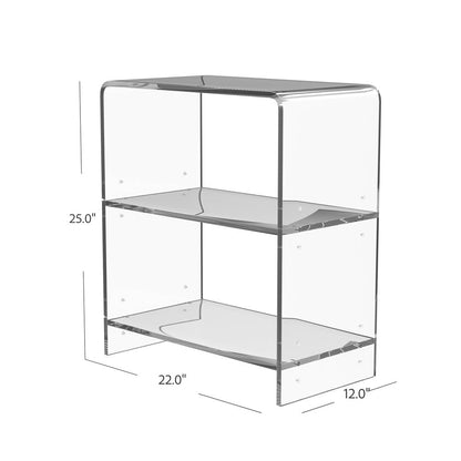 25" Clear Plastic Two Tier Bookcase HomeRoots