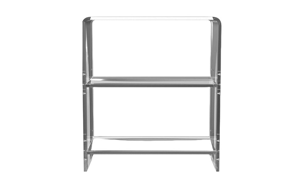 25" Clear Plastic Two Tier Bookcase HomeRoots