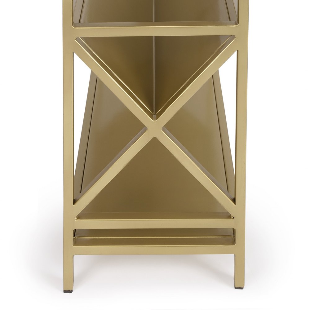 32" Gold Iron and Metal Two Tier Bookcase HomeRoots