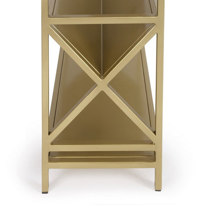 32" Gold Iron and Metal Two Tier Bookcase HomeRoots