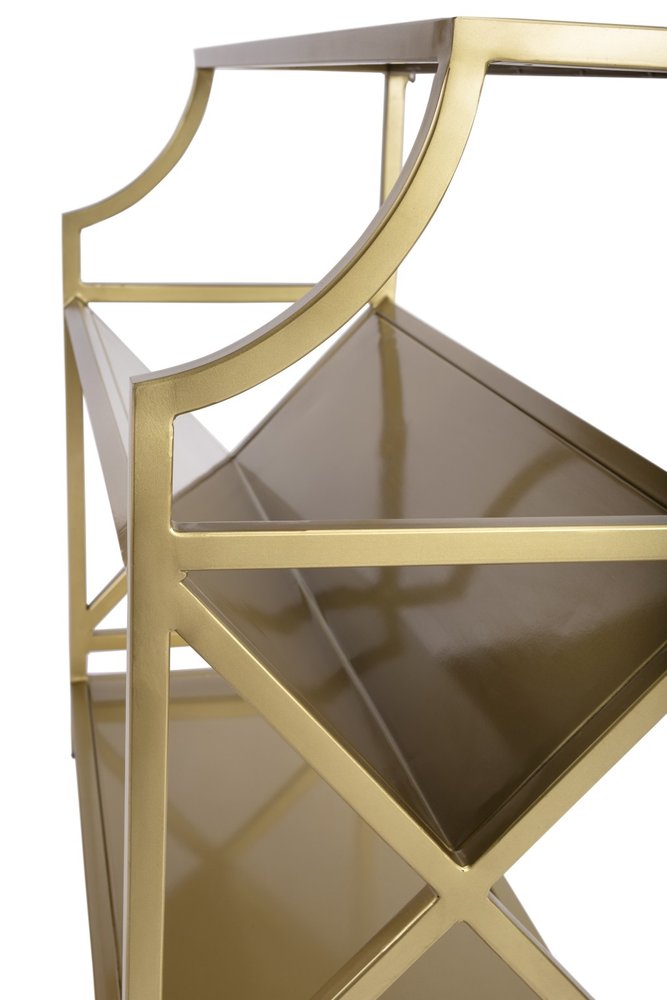 32" Gold Iron and Metal Two Tier Bookcase HomeRoots