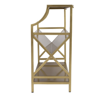 32" Gold Iron and Metal Two Tier Bookcase HomeRoots