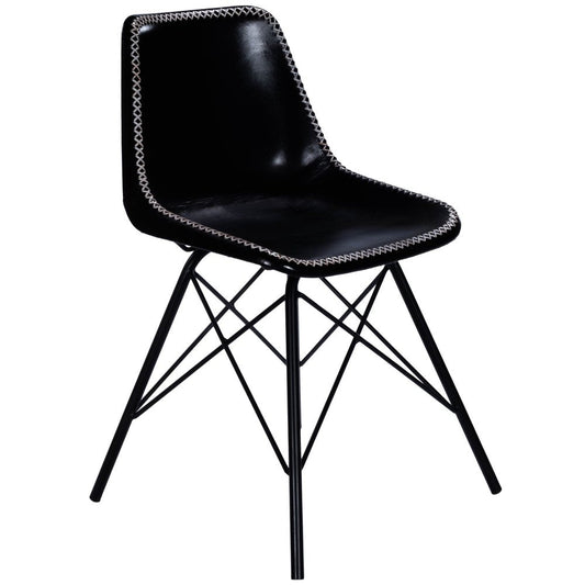 18" Black Faux Leather Side Chair HomeRoots