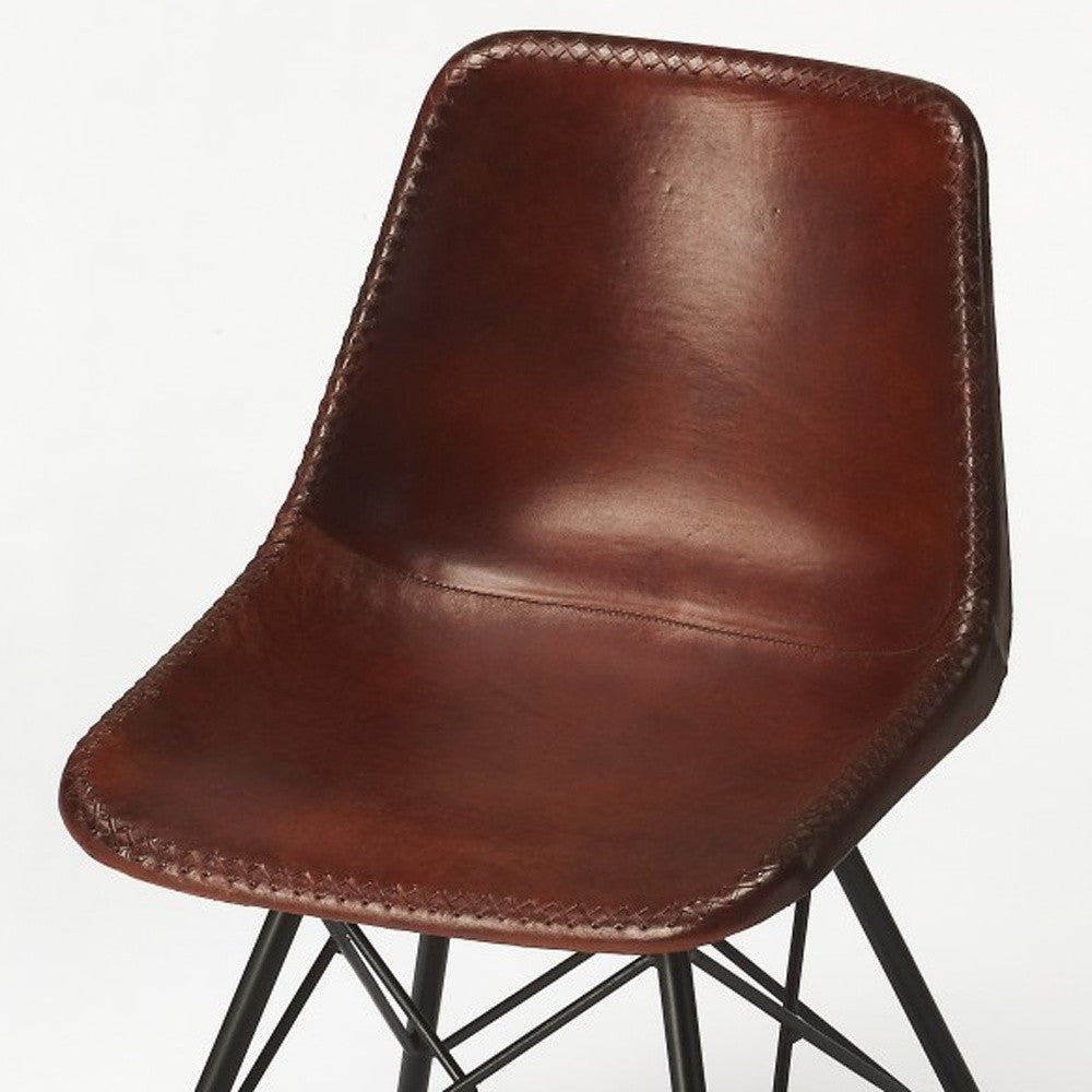 21" Brown And Black Faux Leather Side Chair