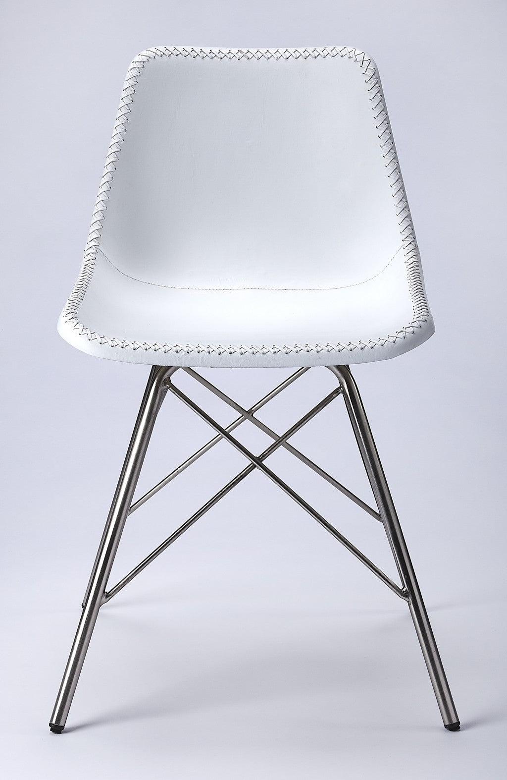 18" White And Silver Faux Leather Side Chair - FurniFindUSA