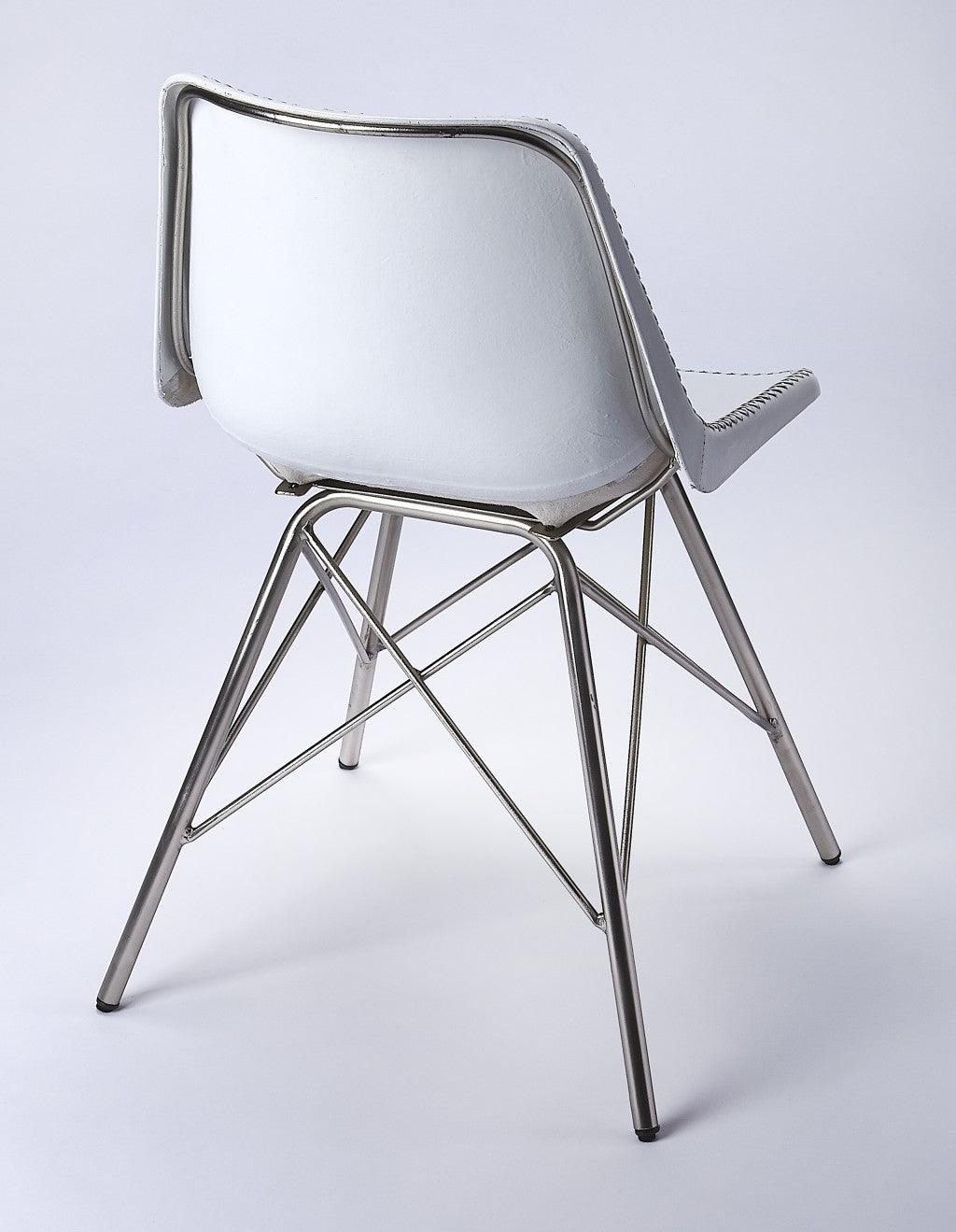 18" White And Silver Faux Leather Side Chair - FurniFindUSA