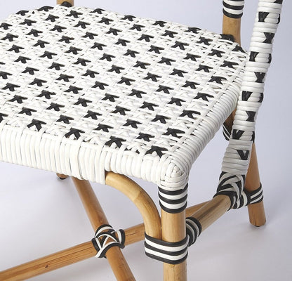21" Black And White Woven Faux Rattan Outdoor Dining Chair HomeRoots