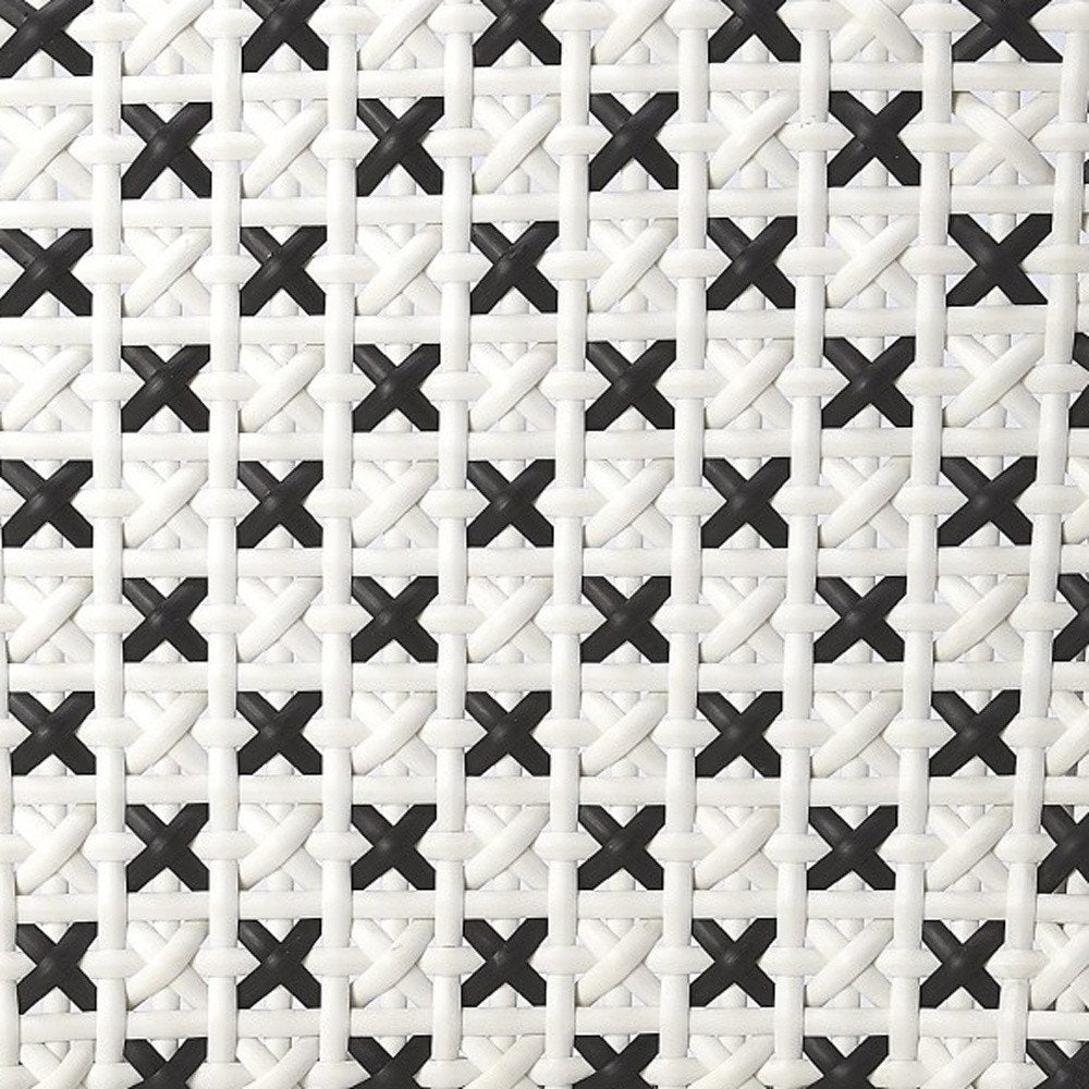 21" Black And White Woven Faux Rattan Outdoor Dining Chair HomeRoots