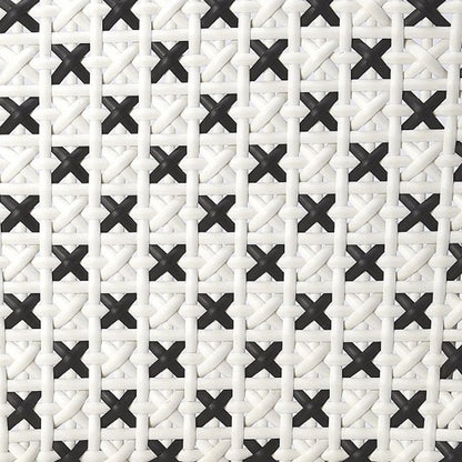 21" Black And White Woven Faux Rattan Outdoor Dining Chair HomeRoots
