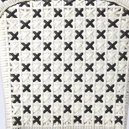 21" Black And White Woven Faux Rattan Outdoor Dining Chair HomeRoots