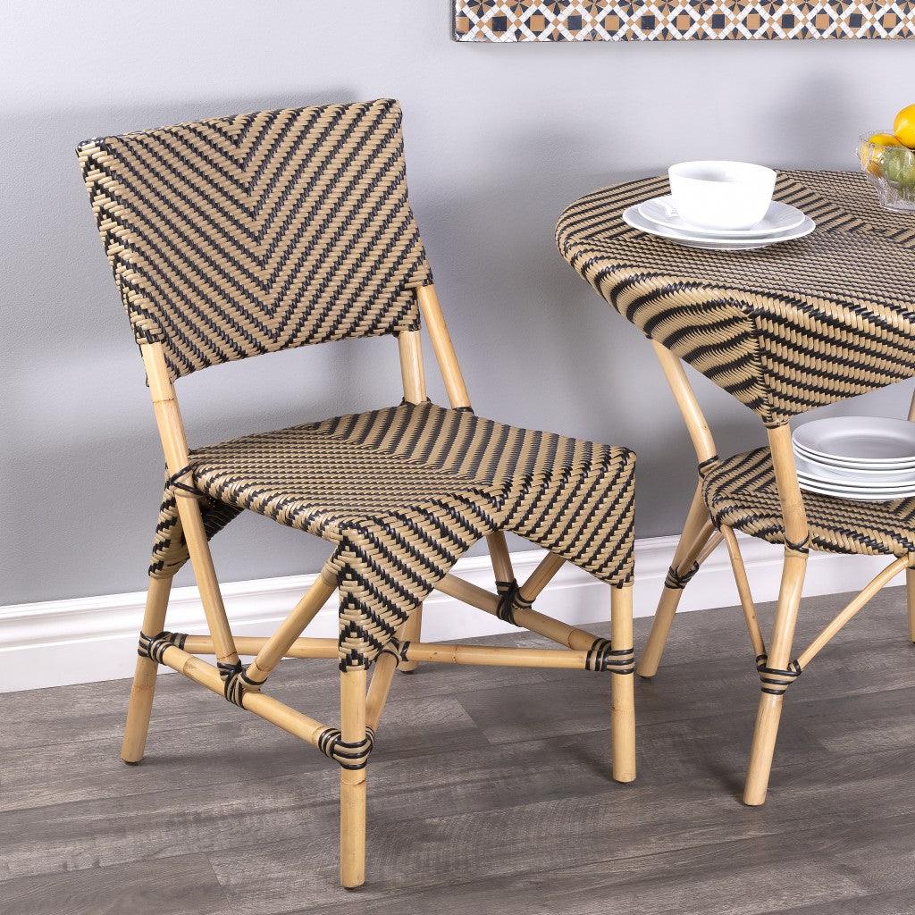 Brown Faux Rattan Dining Chair - FurniFindUSA